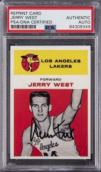1961-62 Fleer Basketball #43 Jerry West Signed Reprint Rookie Card – PSA/DNA Authentic